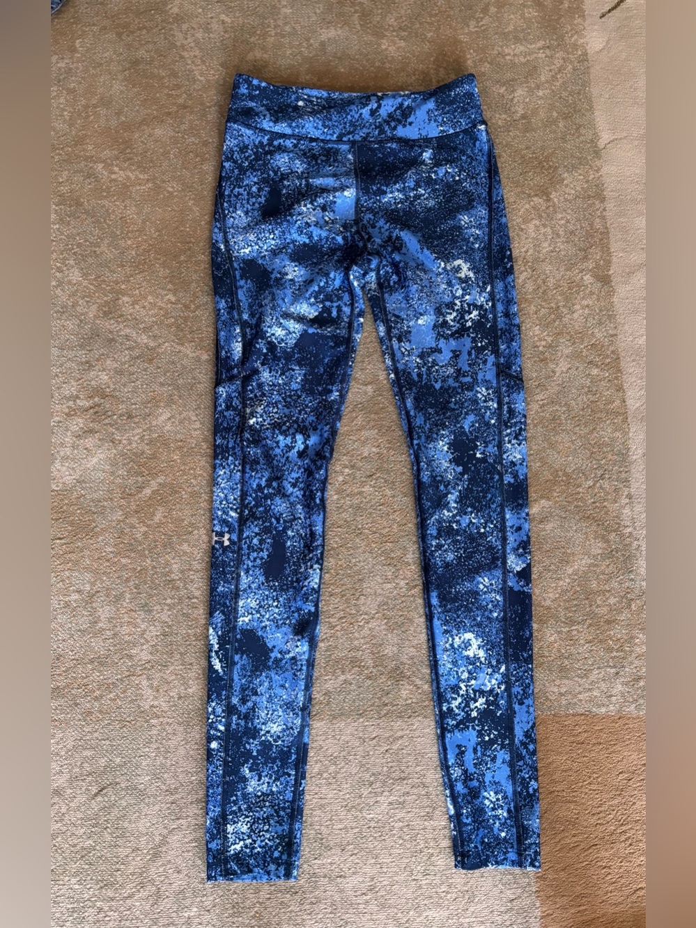 Under Armour HeatGear Compression Leggings Blue Print M
